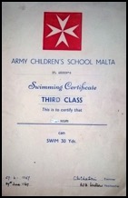 4 Army School Malta swimming certificate