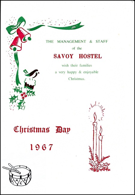TACA Savoy Hostel Christmas menu 1967 a copy